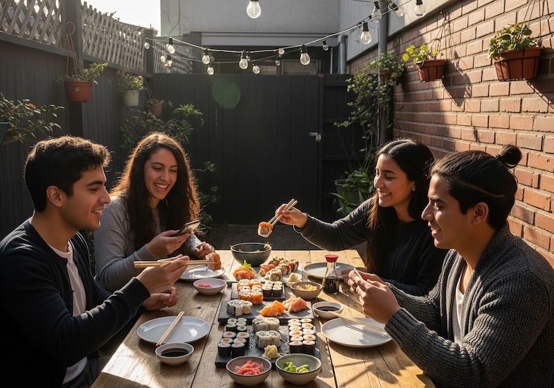 Foto de clientes felices